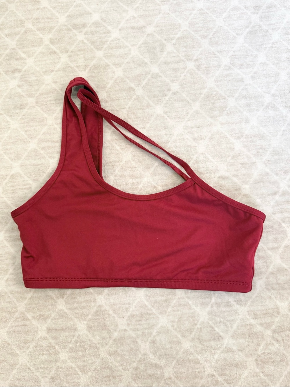 Asymmetric Strappy Sports Bra - Burgundy